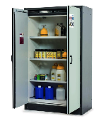 Bezpečnostní skříň s požární odolností 30min_3xpolice,1x spodní záchytná vana,ocelový poplastovaný plech